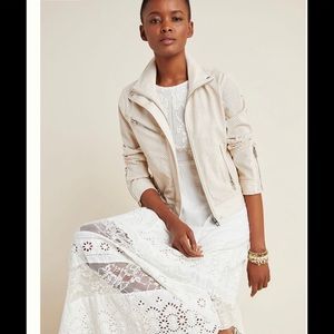 Anthropologie BlankNY Ivory perforated moto jacket